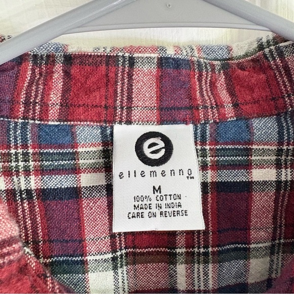 Vintage ellemenno Red, White, Blue Long Sleeve Flannel - Size Medium - Picture 2 of 5
